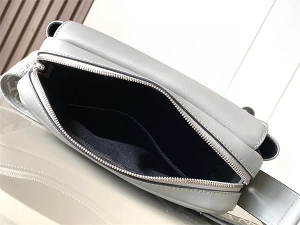 Loewe XS Military messenger bag in supple smooth calfskin and jacquard Lt Grey