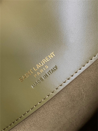 Y.S.L LE 37 In Shiny Leather Green Bucket Bag