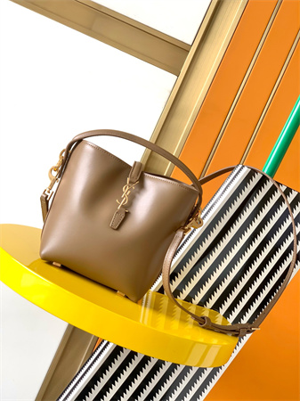 Y.S.L LE 37 Mini In Brown Shiny Leather  Bucket Bag