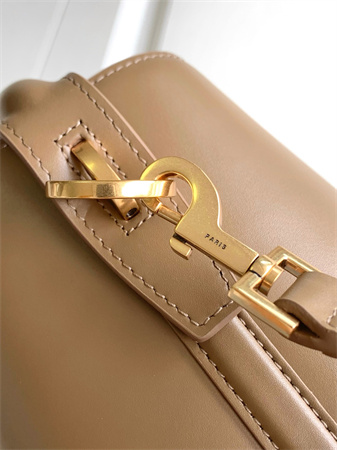 Y.S.L LE 37 Small In Burgundy Shiny Leather Brown Bucket Bag