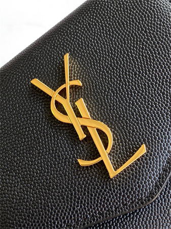 Y.S.L UPTOWN Compact wallet in grain de poudre leather Black