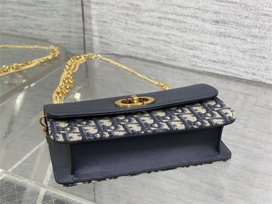 CD MISS CARO POUCH WITH CHAIN Dior Oblique Blue