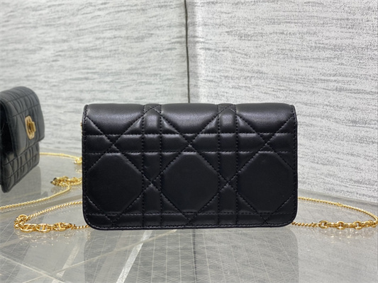CD MISS CARO POUCH WITH CHAIN Macrocannage Lambskin Black
