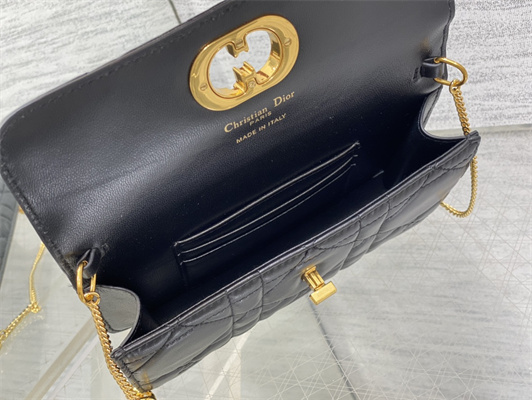 CD MISS CARO POUCH WITH CHAIN Macrocannage Lambskin Black