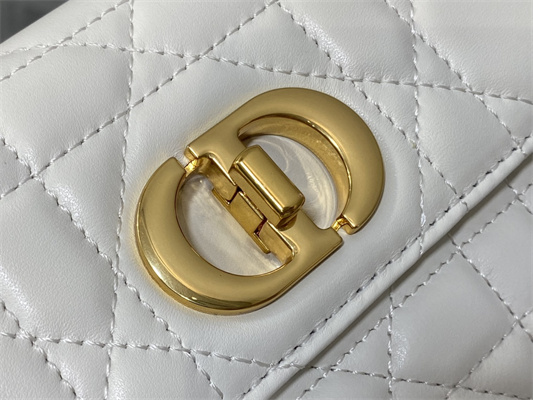 CD MISS CARO POUCH WITH CHAIN Macrocannage Lambskin White