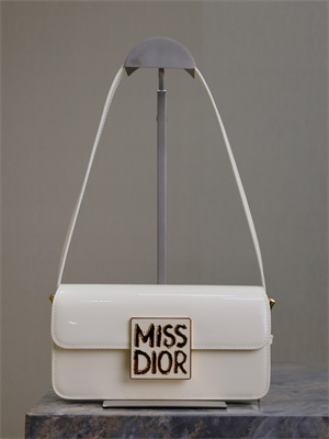 CD Miss Dior FLAP BAG Patent Calfskin White