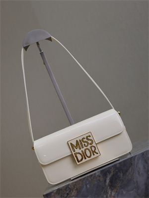 CD Miss Dior FLAP BAG Patent Calfskin White
