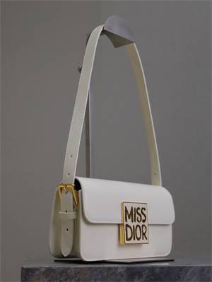 CD Miss Dior FLAP BAG Patent Calfskin White
