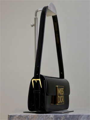 CD Miss Dior FLAP BAG Patent Calfskin Black