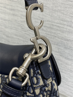 CD Mini Saddle Bag Oblique Jacquard & Smooth Calfskin Blue Color