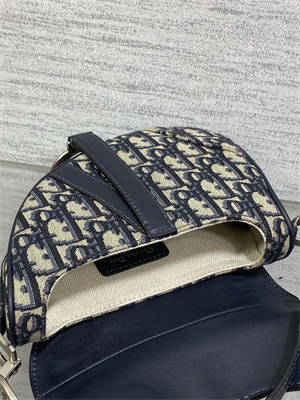 CD Mini Saddle Bag Oblique Jacquard & Smooth Calfskin Blue Color