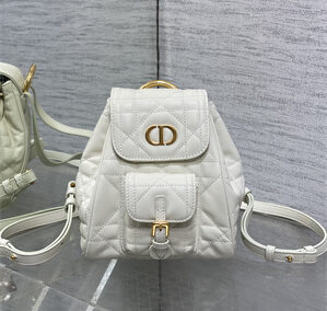 CD CARO BACKPACK Small  Macrocannage Lambskin White