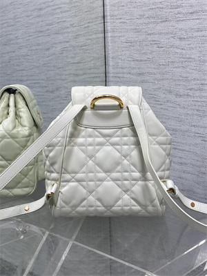 CD CARO BACKPACK MEDIUM Macrocannage Lambskin White