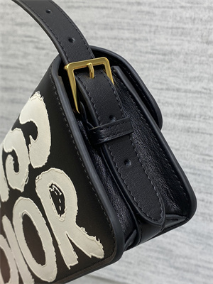 CD Miss Dior FLAP BAG Graffiti Printed Calfskin Black/White