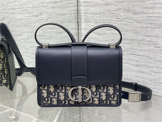 CD Small 30 Montaigne Bag Blue Oblique Jacquard &  Leather