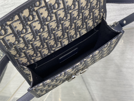 CD Small 30 Montaigne Bag Blue Oblique Jacquard &  Leather