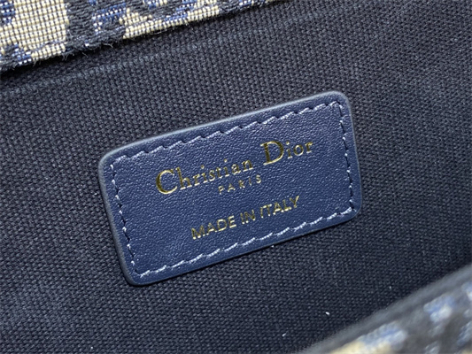 CD 30 Montaigne East-West Bag With Chain Blue Oblique Jacquard & Leather