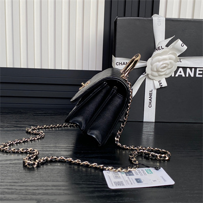 Chanel Clutch with Chain Lambskin, Strass & Gold-Tone Metal Black  AP4293