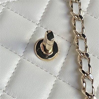 Chanel Clutch with Chain Lambskin, Strass & Gold-Tone Metal White  AP4293