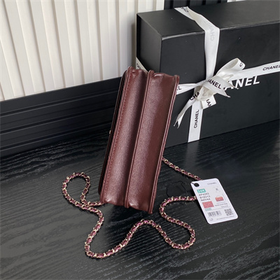 Chanel Clutch with Chain Lambskin, Strass & Gold-Tone Metal Burgundy AP4293