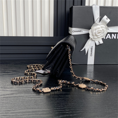 Chanel Clutch with Chain Lambskin, Strass & Gold-Tone Metal Black AP4300