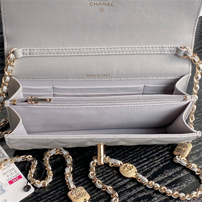 Chanel Clutch with Chain Lambskin, Strass & Gold-Tone Metal Grey AP4300