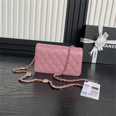 Chanel Clutch with Chain Lambskin, Strass & Gold-Tone Metal Pink AP4300