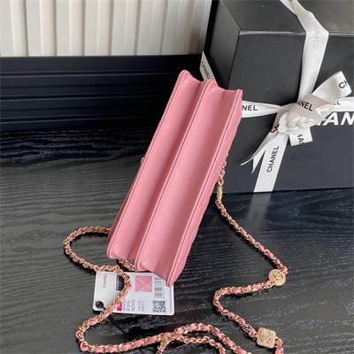 Chanel Clutch with Chain Lambskin, Strass & Gold-Tone Metal Pink AP4300