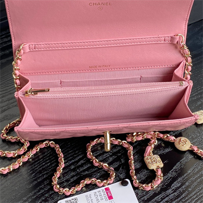 Chanel Clutch with Chain Lambskin, Strass & Gold-Tone Metal Pink AP4300
