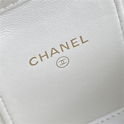 Chanel Small Vanity with Chain Lambskin, Strass & Gold-Tone Metal White AP4302