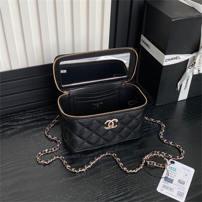 Chanel Vanity with Chain Lambskin, Strass & Gold-Tone Metal Black AP4317