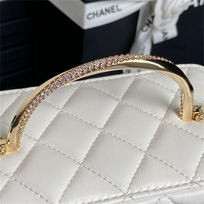 Chanel Vanity with Chain Lambskin, Strass & Gold-Tone Metal White AP4317