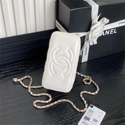 Chanel Vanity with Chain Lambskin, Strass & Gold-Tone Metal White AP4317