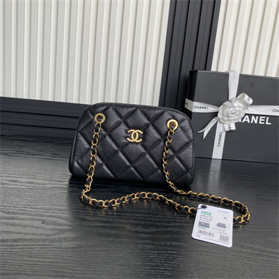 Chanel Small Bowling  Bag Grained Calfskin Gold Tone Metal Black AS5137