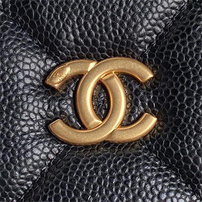 Chanel Small Bowling  Bag Grained Calfskin Gold Tone Metal Black AS5137