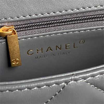 Chanel Mini Flap Bag Shearling Lambskin & Gold-Tone Metal Grey AS5148