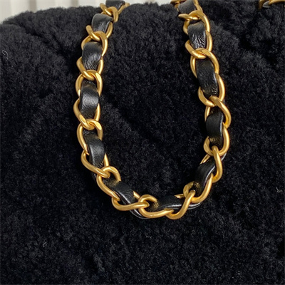 Chanel Flap Bag Shearling Lambskin & Gold-Tone Metal Black AS5149