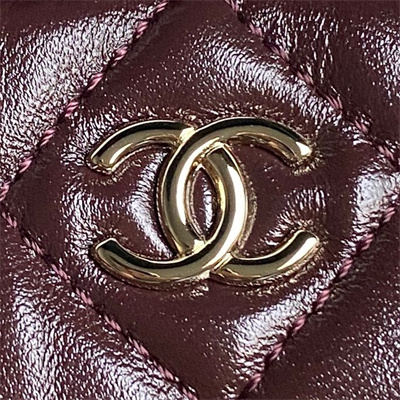 Chanel Small Camera Case Shiny Crumpled Lambskin & Gold-Tone Metal Burgundy AS5220