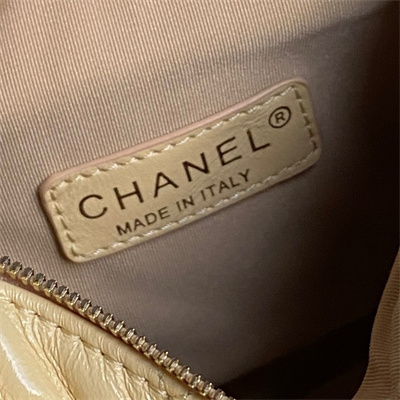 Chanel Small Camera Case Shiny Crumpled Lambskin & Gold-Tone Metal Beige AS5220