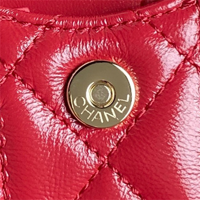 Chanel Small Camera Case Shiny Crumpled Lambskin & Gold-Tone Metal Red AS5220