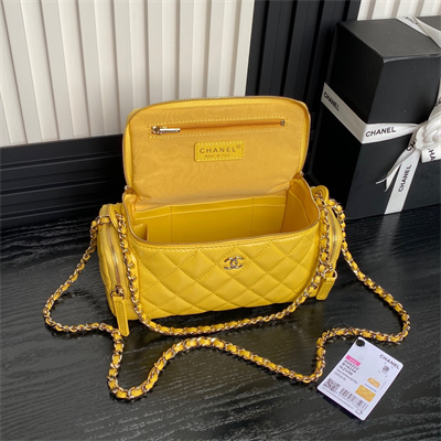 Chanel Vanity Case Shiny Crumpled Lambskin & Gold-Tone Metal Yellow AS5222