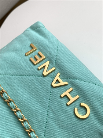 Chanel 22 Mini Handbag Canvas and Gold Tone Metal Green AS3980
