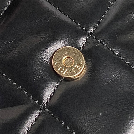 Cha.nel 24A Bowling Bag Shiny Calfskin Gold-Tone Metal Black AS4933