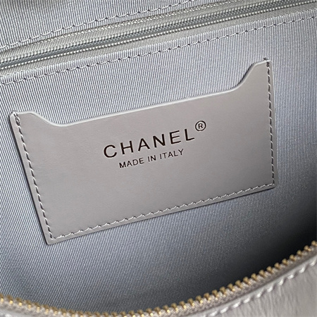 Cha.nel 24A Bowling Bag Shiny Calfskin Gold-Tone Metal Grey AS4933
