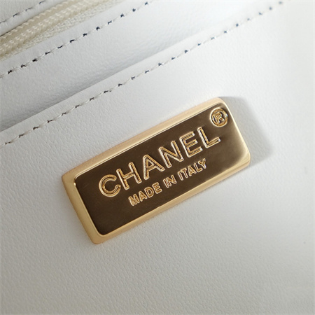 Cha.nel 24A Mini Flap Bag Sequins & Gold-Tone Metal White
