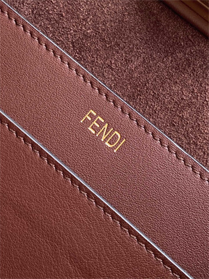 Fen.di Peekaboo Soft Medium Leather Bag Burgundy