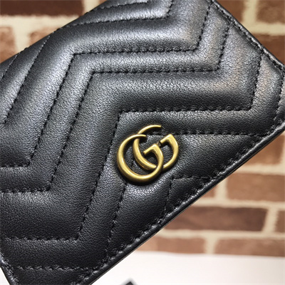 Gu.cci GG Marmont card case wallet Black Leather 466492