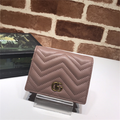 Gu.cci GG Marmont card case wallet Dusty Pink Leather 466492