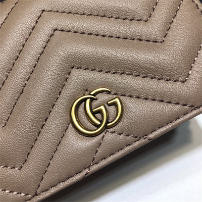 Gu.cci GG Marmont card case wallet Leather Chai 466492