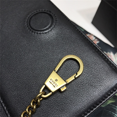 Gu.cci GG Marmont  Chain Wallet Black Leather 488426